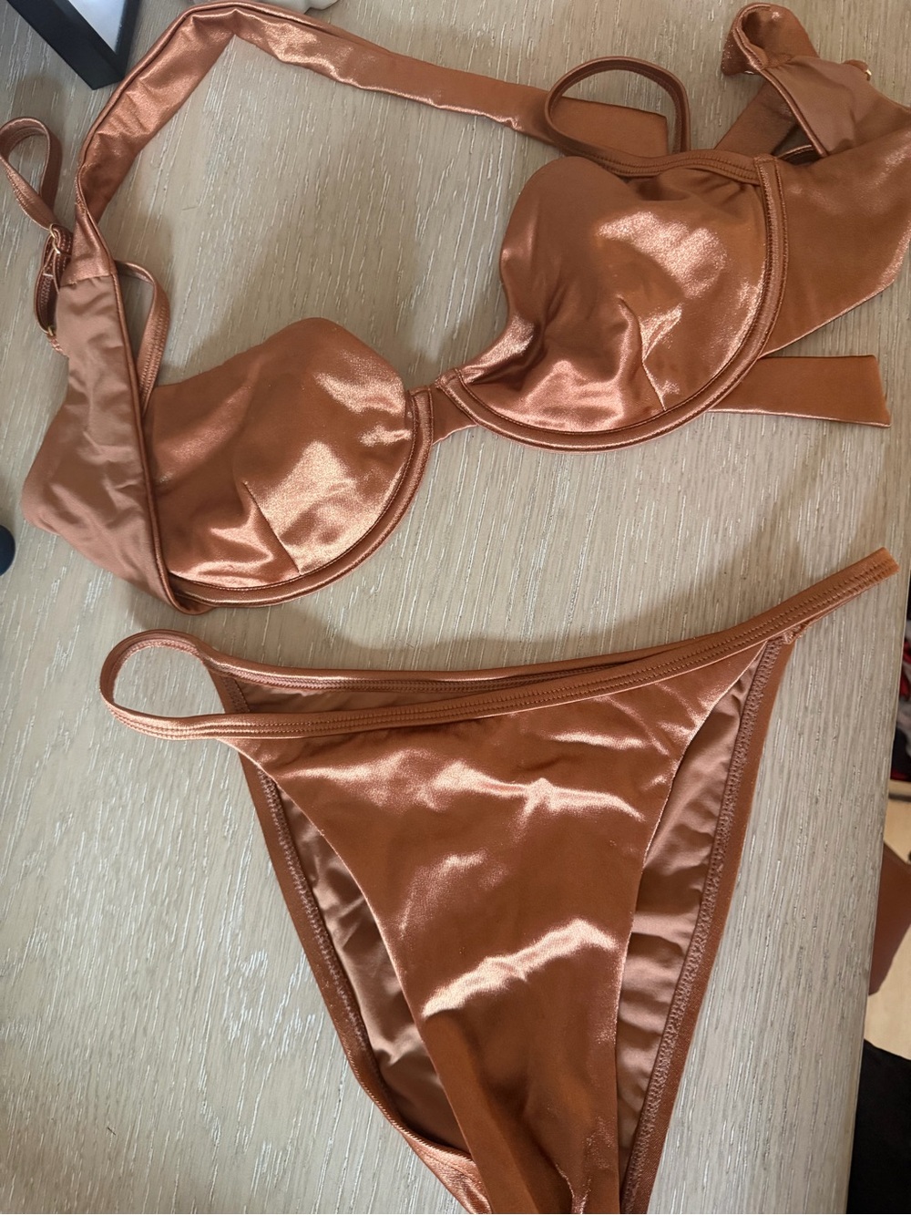 Monday Swimwear Metallic Copper Underwire Bikini